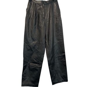 Vintage Ruth Wagner Black 100% Genuine Leather High Waist Pants Size 12
